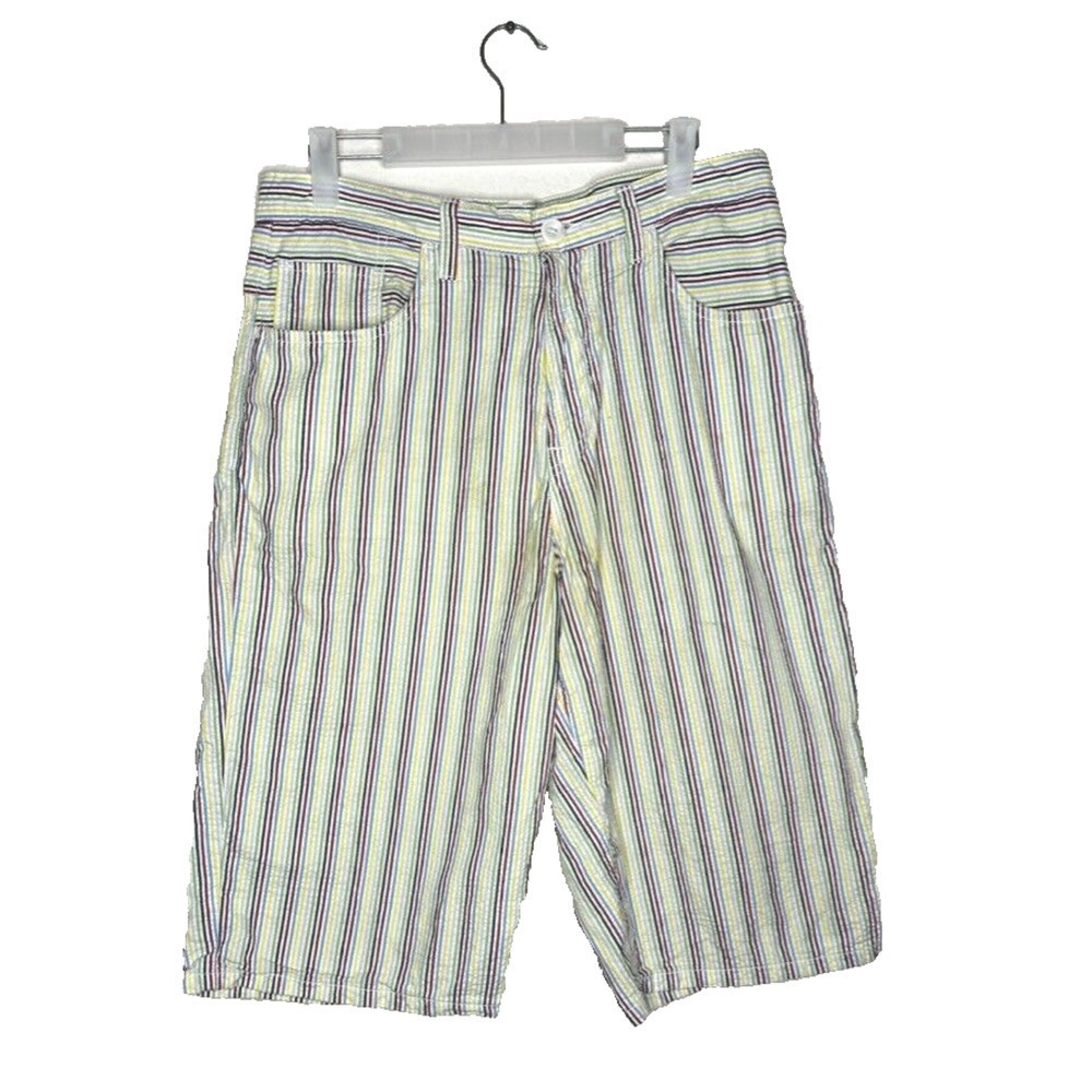 Sean John Rainbow Shorts Sz 32 Pockets Men High Rise Embroidered Summer Travel
